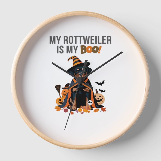 Horloge Costume d'Halloween Rottweiler Mon Rottweiler est  (Recto)