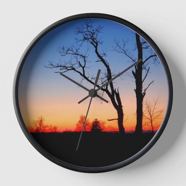 Horloge Coucher de soleil à travers les arbres (Recto)