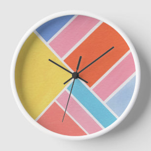Horloge Couleur Bloc Formes été Lancer l'oreiller