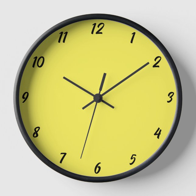 Horloge Couleur Jaune Noir Clair Couleur Personnalisée (Recto)