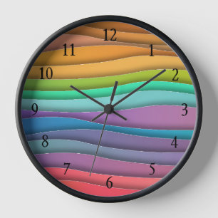 Horloge Couleur moderne arc-en-ciel Ombre rayures mural Ho