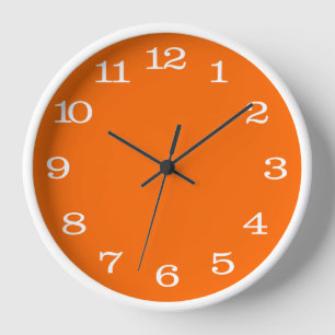 Horloge couleur uni blanc néon orange
