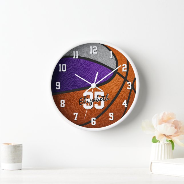 Horloge couleur violet gris de l'équipe nom du joueur de b (Maison)