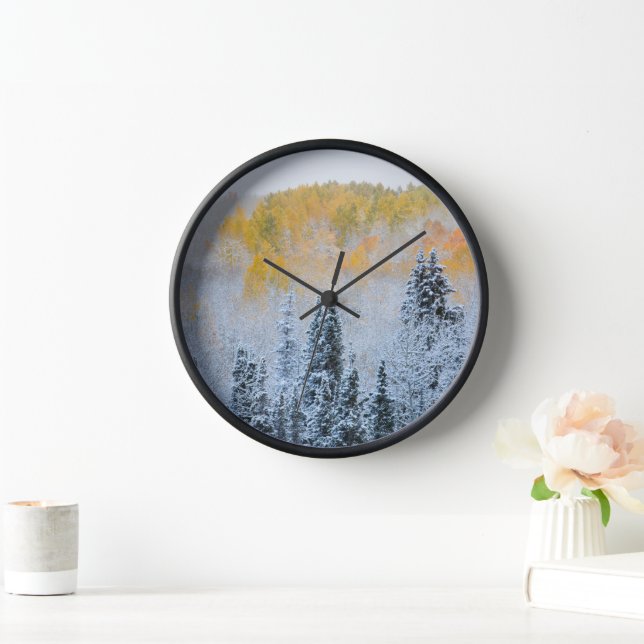 Horloge Couleurs d'automne des Aspens et du col de la neig (Maison)