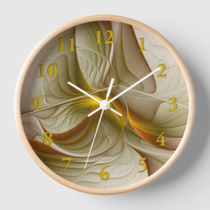 Horloge Couleurs de métaux précieux, art fractal abstrait