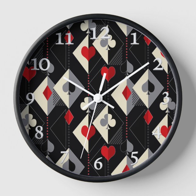 Horloge Couleurs des cartes à jouer au poker.  (Recto)