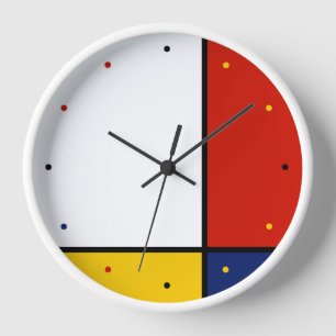 Horloge Couleurs géométriques d'art de Mondrian