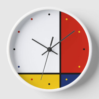Horloge Couleurs géométriques de l'Art Mondrian