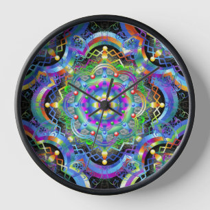 Horloge Couleurs psychédéliques Universe Mandala