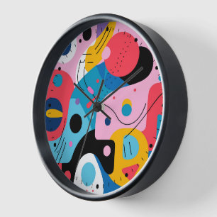 Horloge Couleurs vives formes géométriques modernes