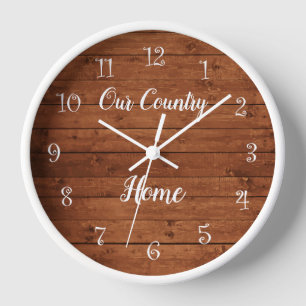 Horloge Country Wood Thème Accueil Décor Mur Horaires