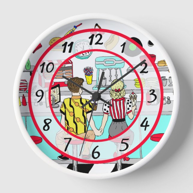 Horloge Couple Holding Hands au dîner dans les années 1950 (Recto)