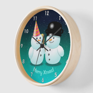 Horloge Couple mou de la caricature des neigeurs