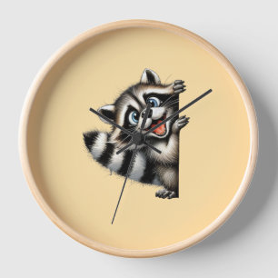 Horloge Courbe de Noël adorable Raccoon - Gif de Noël mign