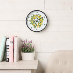 Horloge Couronne de citron vert jaune rond cuisine