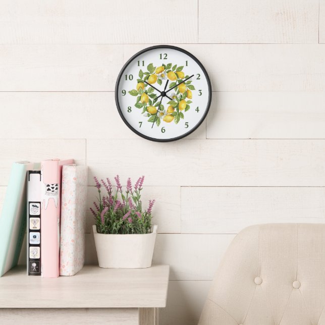 Horloge Couronne de citron vert jaune rond cuisine (Salle de lecture)