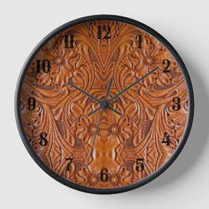 Horloge Cowboy Rustic cabine western en cuir imprimé
