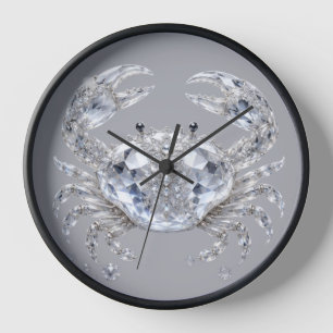 Horloge Crabe en cristal d'argent   Luxe océan scintillant