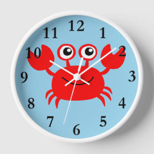 Horloge crabe rouge animé mignon 24h/24