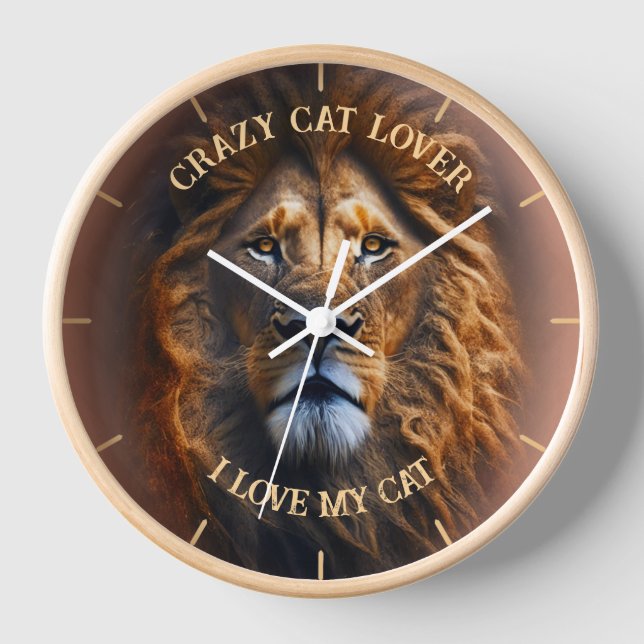 Horloge "CRAZY AMOUREUX DES CHATS" Fun personnalisé horlog (Recto)