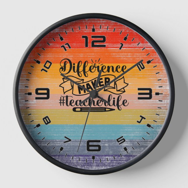 Horloge Créateur de différence au coucher de soleil rétro  (Recto)