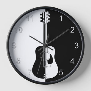 Horloge Créateur moderne noir et blanc guitar