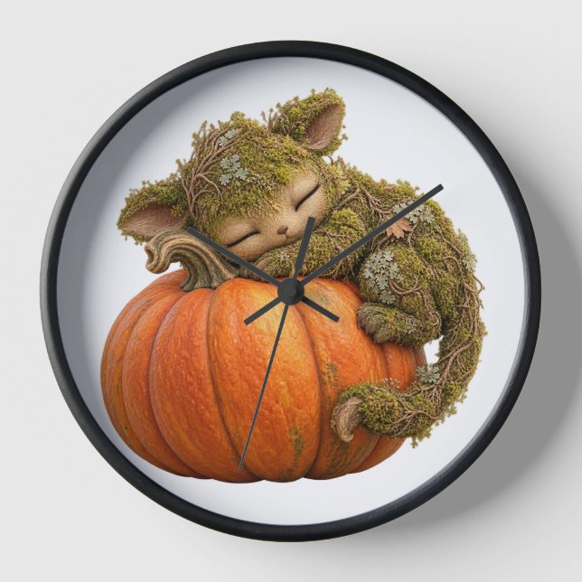 Horloge Créature Fantastique Endormie Enlaçant une Citroui (Recto)