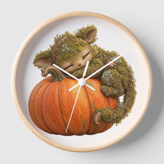 Horloge Créature Fantastique Endormie Enlaçant une Citroui (Recto)