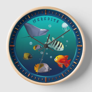 Horloge Créatures colorées de la vie marine