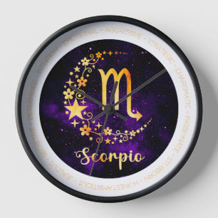 Horloge Créez Votre Propre Scorpion Zodiacal Céleste Viole