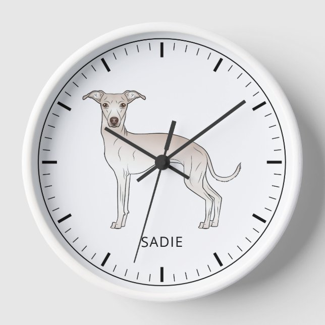 Horloge Crème Italienne Greyhound Cute Dog Avec Texte Pers (Recto)