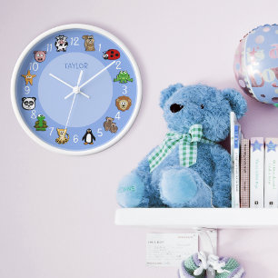 Horloge Critère de dessin avec nom Modèle bleu