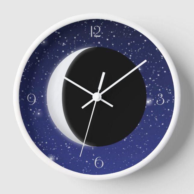Horloge Croissant de Lune sur un Fond Étoilé (Recto)