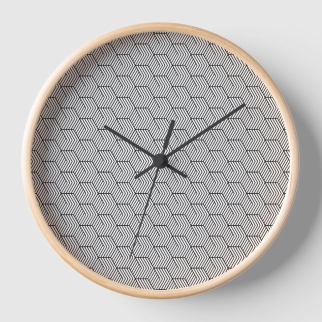 Horloge Cube de géométrie simple de ligne de motif noir (Recto)