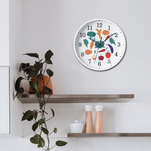 Horloge Cuisine Colorée Vegetables Wall