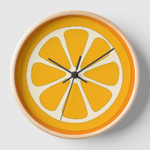 Horloge Cuisine minimaliste simple en tranche orange