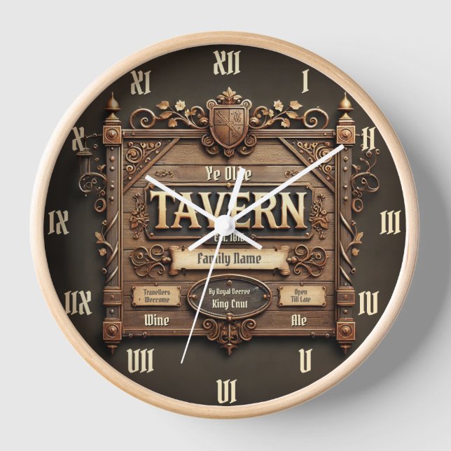 Horloge Customisable Medieval Tavern Wall Clock (Recto)