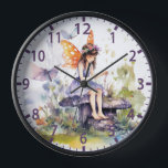 Horloge Cute aquarelle Bois Fée Papillon Floral<br><div class="desc">Aquarelle mignonne Bois Fée Papillon Floral Enfants Horloges de filles présente une jolie fée boisée avec des papillons et des fleurs. Créé par Evco Studio www.zazzle.com/store/evcostudio</div>