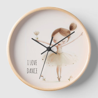 Horloge Cute Ballerina Ballet I Lote Dance Aquarelle