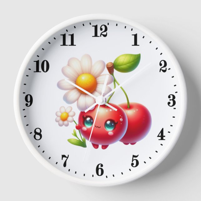 Horloge Cute cherry amoureux cuisine (Recto)