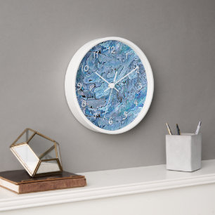 Horloge Cute Chic Purple Bleu Faux Motif de coquillage de