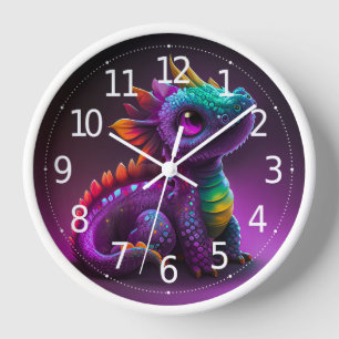 Horloge Cute Coloré Dragon Lizard Artwork  