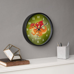 Horloge cute dragon add name kids