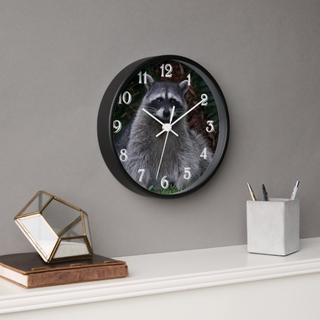 Horloge Cute Forest Raccoon Photo Faune (Bureau)