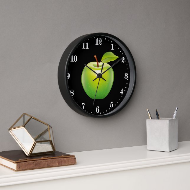 Horloge Cute green apple lover kitchen decor (Bureau)