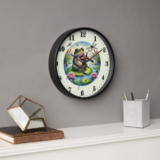 Horloge Cute grenouille animal amoureux