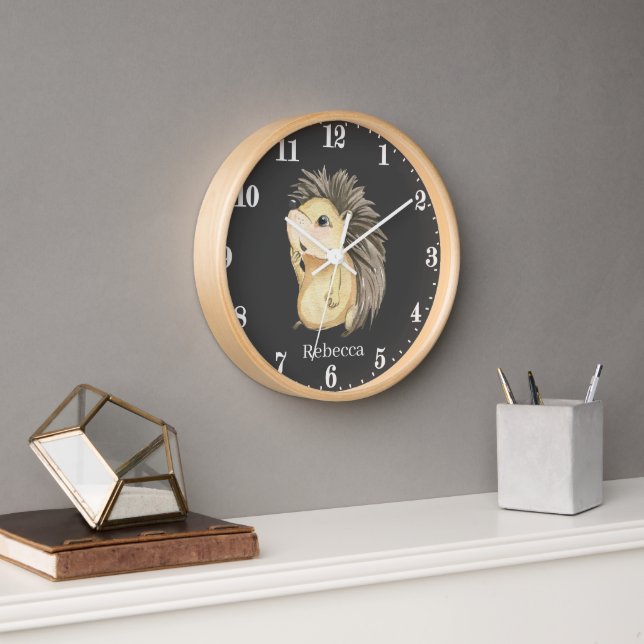 Horloge cute hedgehog lovers add name (Bureau)