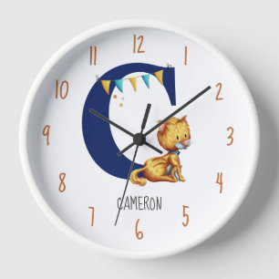 Horloge Cute Monogram Cat Nursery