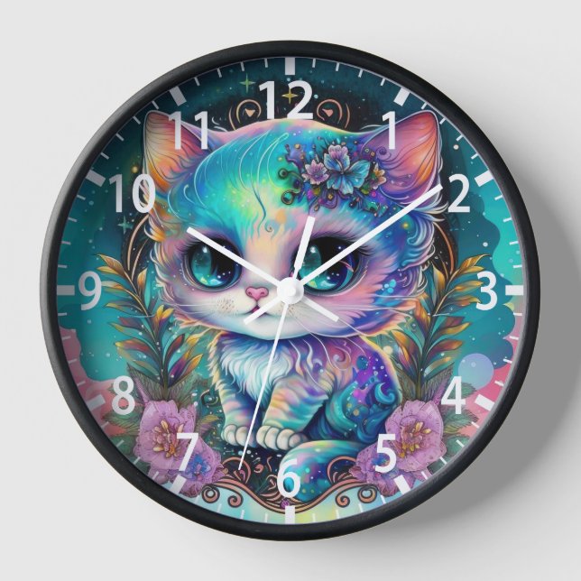 Horloge Cute Mystical Chat Kitten animal céleste (Recto)