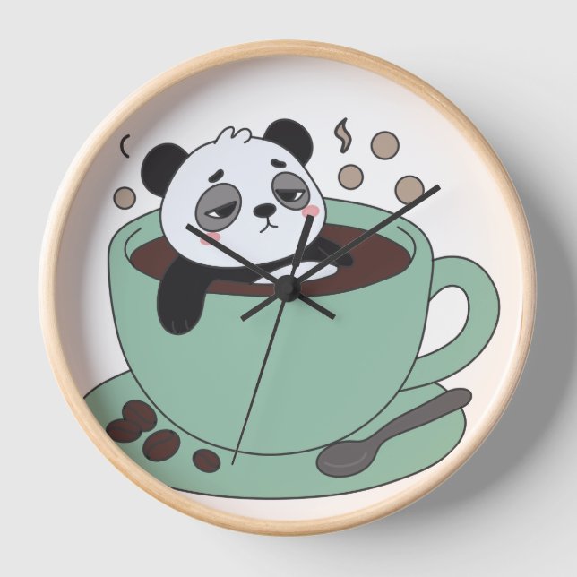 Horloge Cute Panda In Coffee Cup Coffee Lover Gift (Recto)